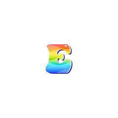 3d render of a colorful rainbow letter E 