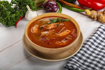 Thai Tom Yam soup with prawn