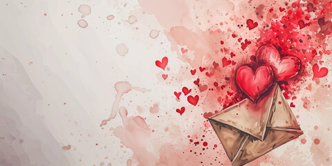 Watercolor Valentine's Day  love letter