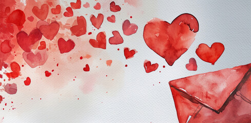 Watercolor Valentine's Day  love letter
