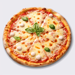 a pizza with cheese and tomato sauce on transparent background created with Generative Ai
