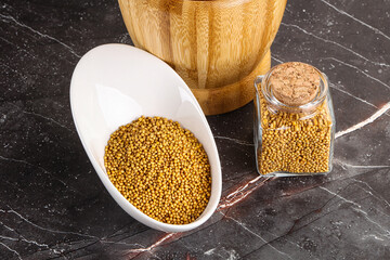 Mustard dry seeds in the bowl