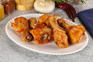 Raw marinated chicken drumstick for cooking