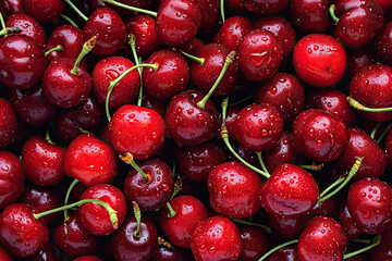 Fresh assorted cherry background from top view, natural fruit with high vitamin and nutrition, Healthy diet food concept.