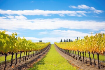 Fototapeta na wymiar vineyard with rows of grapevines
