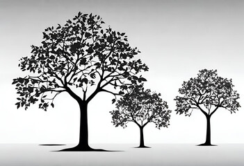 Obraz premium Tree nature branch vector silhouette leaf autumn spring illustration winter season