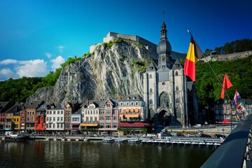 View of picturesque Dinant town. Belgium - obrazy, fototapety, plakaty
