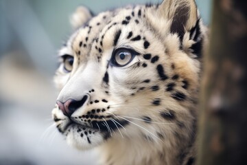 close-up of a snow leopards piercing eyes