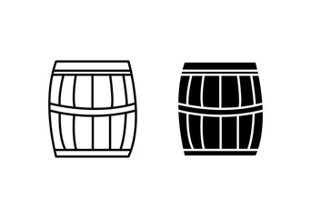 Wooden barrel icon set. vector illustration