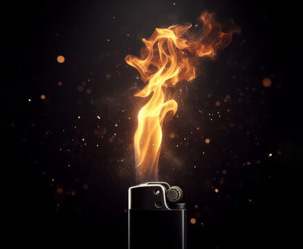 Macro Shot of Lighter Flame, Close Up of Lighter