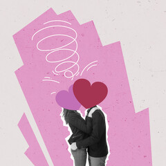 Love Concept Art Collage. Valentine Day Abstract Art.