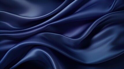Silk satin fabric. Navy blue color. Abstract dark elegant background
