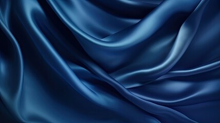 Silk satin fabric. Navy blue color. Abstract dark elegant background