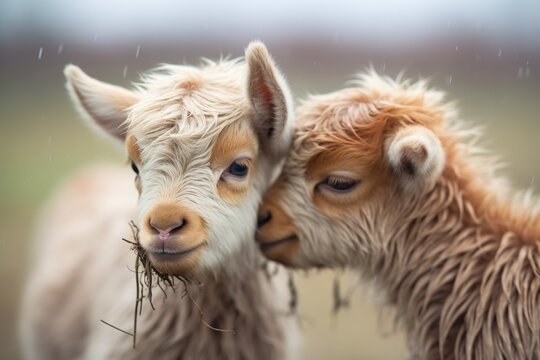 goat kids head-butting gently
