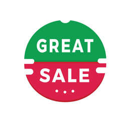 Great sale banner, Sticker design modern style. Vector template on white background.