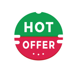 Hot offer banner, Sticker design modern style. Vector template on white background.
