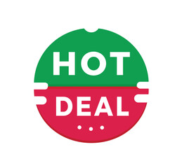 Hot deal banner, Sticker design modern style. Vector template on white background.