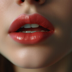 close up lips of woman