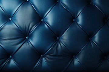 Luxurious rich surface of blue leather capiton sofa