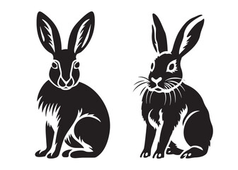 Rabbit in silhouette collection. Vector illustration.