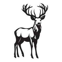 Deer in silhouette. Vector illustration.