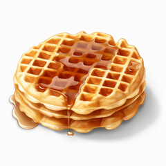 fresh round tasty waffles isolated on transparent background created with Generative Ai