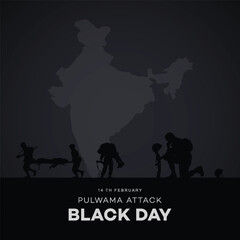 Fototapeta na wymiar Black day, of India 14 February, pulwama attack, Poster, on Indian army. vector illustration, graphic art, post, design, CRPF Jawans. India, new,
