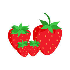 Strawberry fruit vector. Cartoon bright natural strawberrys isolated on white. Vector illustration of fresh farm organic berry used for magazine, book, poster, menu cover, web pages.