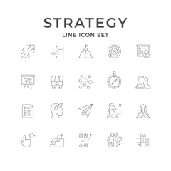 Set line icons of strategy
