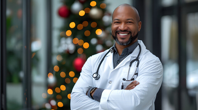 Picture of Doctor folding his arms in happiness on Christmas Day.

