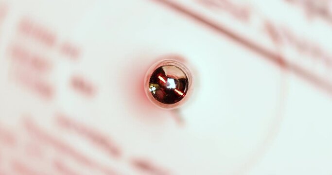 Retro-styled footage of spinning record in sequins on vinyl player. Top view. Colorful movie with neon pink and blue light. Analog Audio Equipment concept, vintage party.