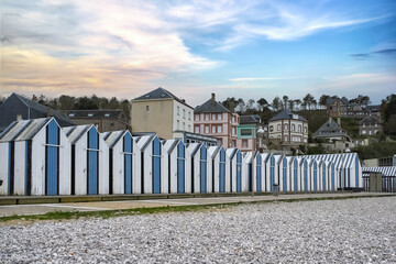 Yport, wooden beach cabins in Normandy