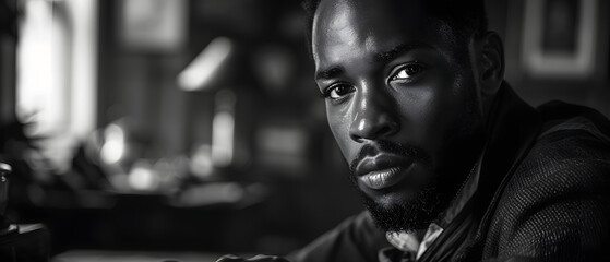 The portrait of man with black and shadow.