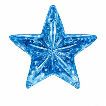 Five-pointed star made of ice on a white background.