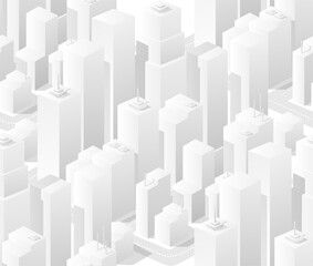 3d illustration map of the white city on white design street town buildings