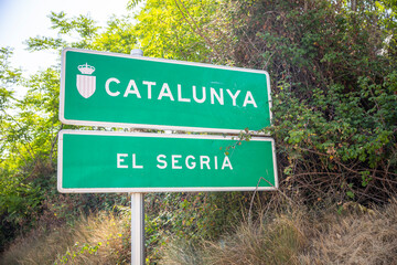 Catalunya, El Segria, Catalonia autonomous community entry sign, Spain