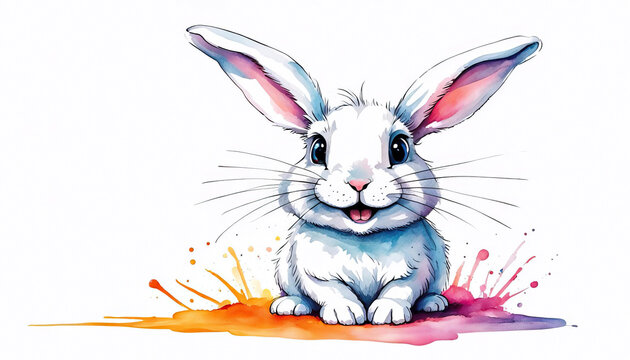 Cute vibrant easter bunny with copy space