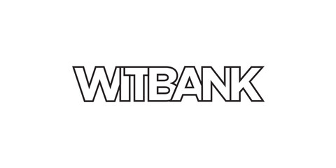 Witbank in the South Africa emblem. The design features a geometric style, vector illustration with bold typography in a modern font. The graphic slogan lettering.