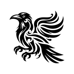 Raven tribal tattoo logo icon design template