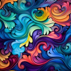 Close-up of an Abstract Pattern on a Multi-colored Surface - AI Generated

