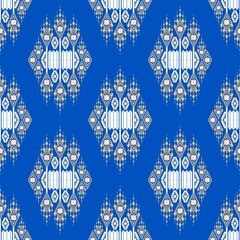 Geometric ethnic floral pattern thai silk pattern embroidery desing for decorative home carpet blue geometric pattern