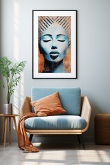 Blue and copper portrait of an African woman