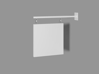 White Blank Signage Square 3D Isolated Mockup Rendered