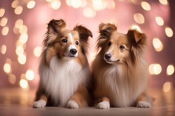 Valentine's Day, Dogs in Love, Whiskered friends showcase affection in a charming pet love scene.