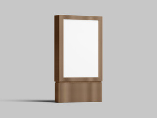 Isometric modern billboard wood Isolated mockup rendered