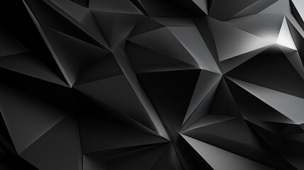 Black white dark silver gray abstract modern background. Geometric Geometric shape. Lines, triangles. 3d effect. Light, glow, shadow. Gradient. Dark grey, silver. Modern, futuristic.