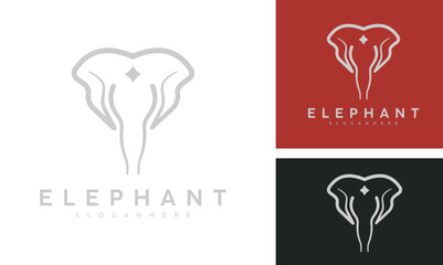 Line Style Elephant Head Logo Design