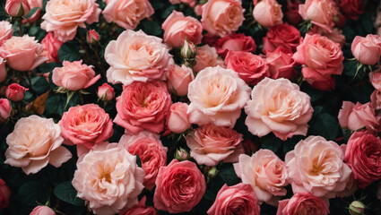 Beautiful selection of different flower roses in bloom from the gorgeous Roses Garden