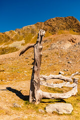 Alpine summer view at Lake Weisssee, Kaunertal Glacier Road, Landeck, Tyrol, Austria