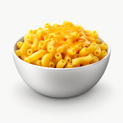 a yellow bowl with baked macaroni isolated on transparent background created with Generative Ai